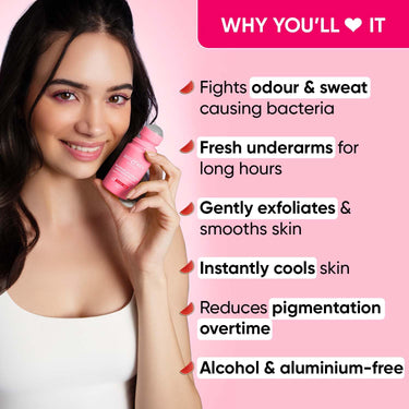 Dot & Key Watermelon Cooling Underarm Roll On | Odour & Sweat Controls | 4% AHA + BHA | Fresh Aqua Fragrance | Gently Exfoliates & Smooths Skin | For Men & Women | 50ml